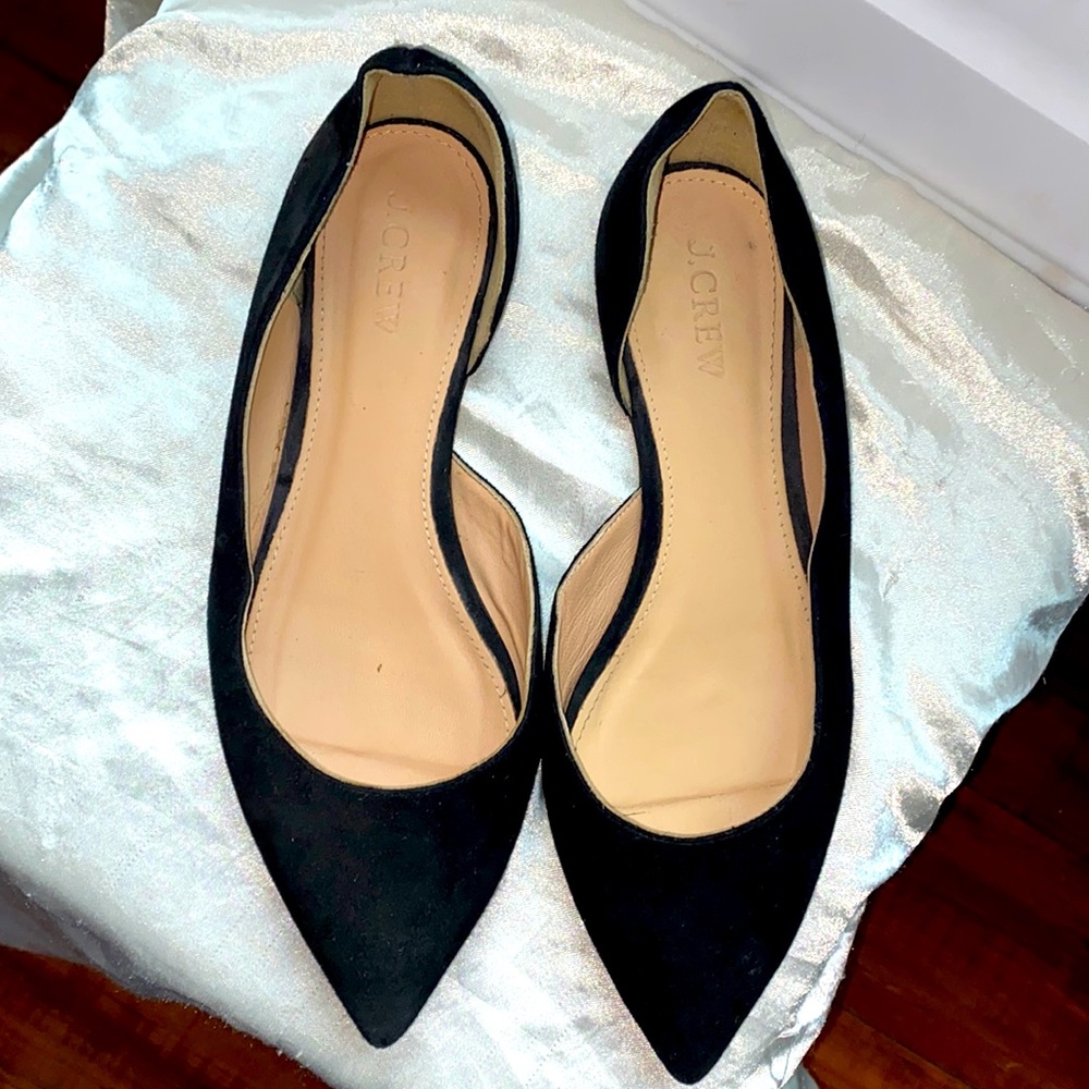 J Crew black suede flats size 6